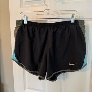 Nike Women's Black and Light Blue Athletic Shorts